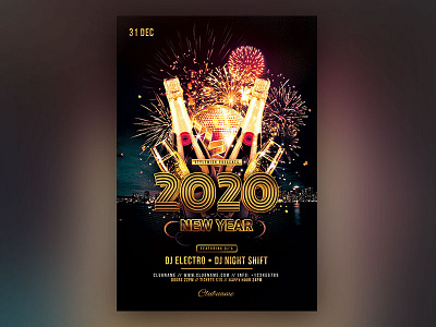 New Year Flyer city creativemarket design download download psd flyer glamour golden goldenratio graphic design new year night nye photoshop poster psd template