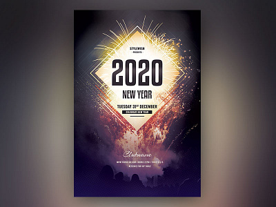 New Year Flyer design download download psd flyer graphic design light luminous new year new year party nye photoshop poster psd template
