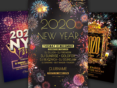 New Year Flyer Bundle Vol.15 design download flyer graphic design graphicriver photoshop poster psd template