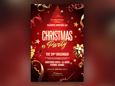 Christmas Party Flyer christmas christmas flyer design designs download flyer gold golden graphic design photoshop poster psd template templates xmas