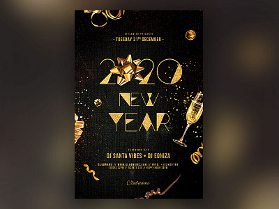 New Year Flyer celebrate design download flyer gold golden graphic design newyear photoshop poster psd template