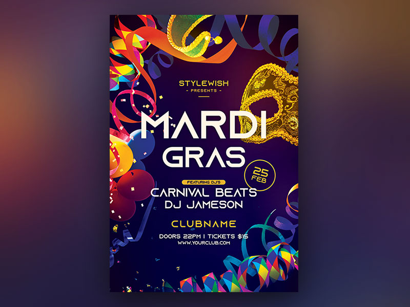 Mardi Gras Flyer by styleWish on Dribbble