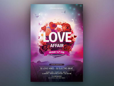 Love Affair Flyer download flyer graphic design graphicriver love photoshop poster psd romance template valentine valentines day