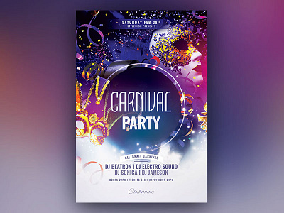 Carnival Party Flyer carnival carnival flyer carnival party download flyer graphic design graphicriver mask masquerade photoshop poster psd template