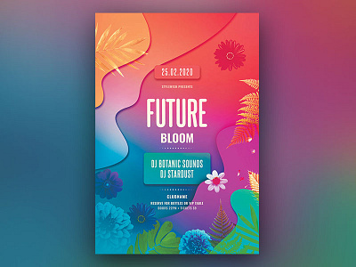 Future Bloom Flyer abstract botanical design download floral flower flowers flyer graphic design graphicriver hippie hipsters photoshop poster psd template