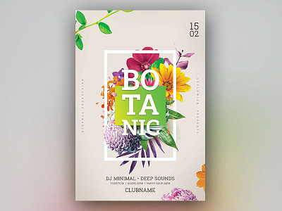 Botanic Flyer alternative colorful design download flowers flowershop flyer graphic design graphicriver hipster photoshop poster psd spring summer template