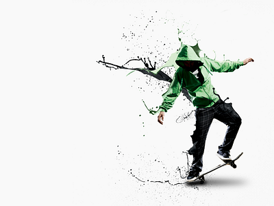 Landing Page Graphic composite design graphic green hoodie photoshop shoes skateboard sneakers splatter ui web