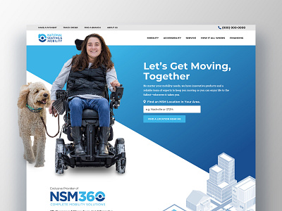 Accessibility and Mobility Website accessibility angle blue clean design disability gradient homepage isometric landing layout minimal typography ui ux web web design website wheelchair white