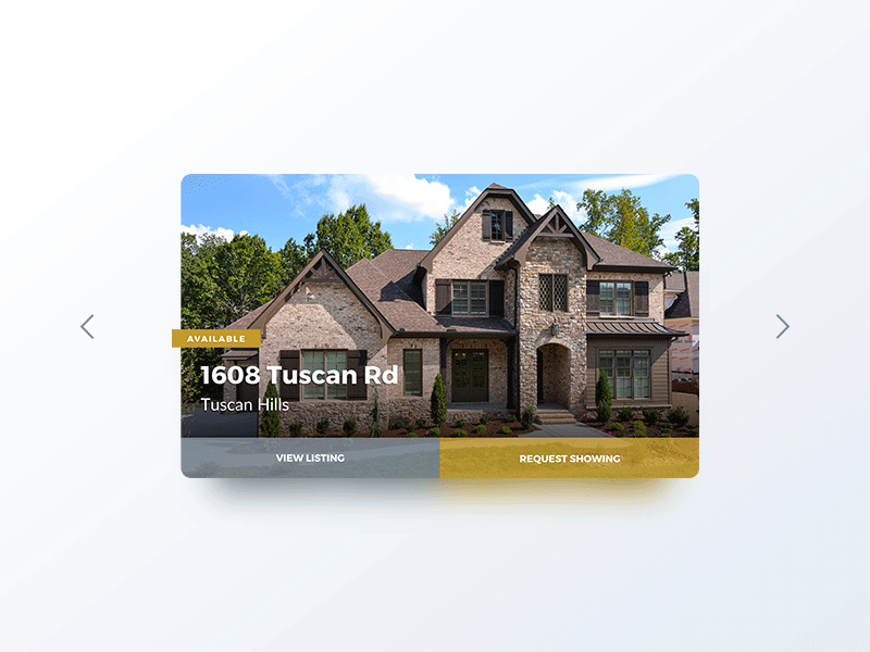 Property Listing UI Card Design animation button card component design gif hover interaction motion property sketch ui