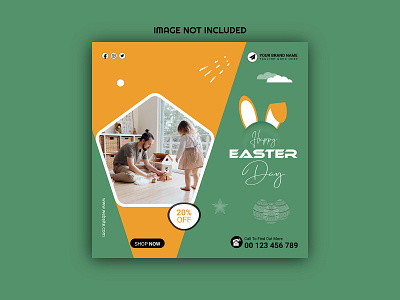 Happy Easter day instagram post design