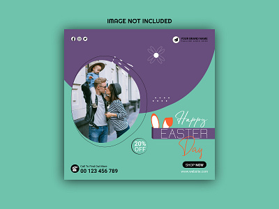 Happy Easter day Instagram post design template