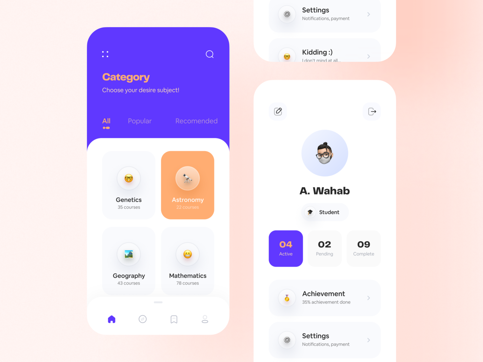 Course App by Wahab ™ for Resimpl - UI/UX Design Co. on Dribbble