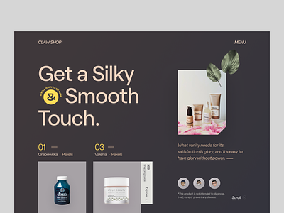 Claw Shop app claw design claw interactive claw studio design ecommerce ecommerce app ecommerce design header inspiration landing page mobile app product page typography ui ux website wstyle