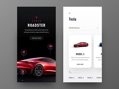Rent Tesla - iOS App android app app bold bold font car app concept app design hiwow inspiration ios mobile app roadster tesla tesla 3 tesla x typography ui ui design ux whb