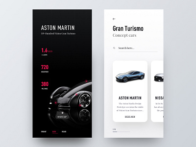 Gran Turismo - App Concept app app concept app ui design automotive clean clean app design design hiwow inspiration ios minimalist mobile app typography ui ux whb