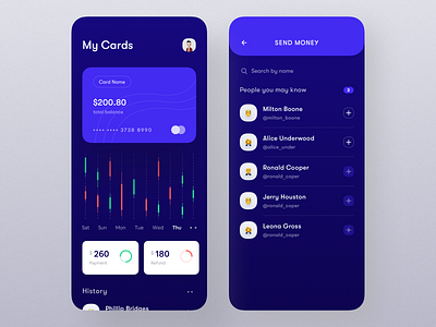 Finance App - Part 3 app banking bold font dark app dark design design finance finance app finance business flat inspiration ios marketing mobile app ui ux wallet app wstyle