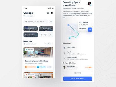 CoWork iOS App 👨🏻‍💻👩🏻‍💻 app bold co working design design system flat home rent inspiration ios mobile app rent app space spaceship typography ui ux wstyle