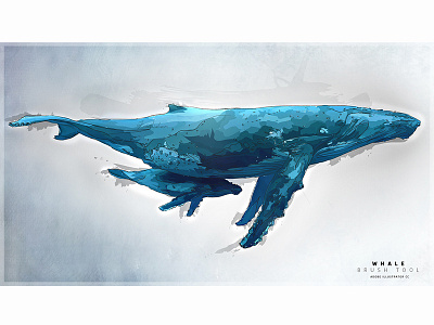 Blue Whale animal blue whale brush tool illustration vector artwork