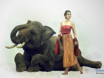 Girl Elephant vector image brush tool design elephant illustration illustrator vector wild animal