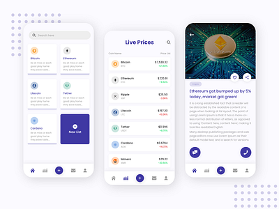 Cryptocurrency App app article bitcoin bitcoin exchange blog crypto crypto currency crypto wallet cryptocurrency design dribbble ios live exchange live price mobileapps ui ui ux uidesign uiuxdesign ux