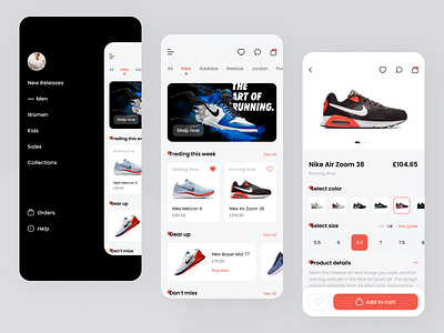 Trainers/Sneaker App addidas app design dribbble homepage nike nike shoes product reebok shoes app shoes design shoes store sidebar ui ui ux uidesign uiuxdesign