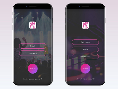 Sign in/Sign up "Music App Ui" app design ios iphone mobileapps music music app signin signup ui uidesign uiux ux