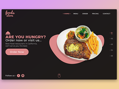 Black Theme of "Food Restaurant" Website design dribbble food restaurant template design ui uidesign web webdesign