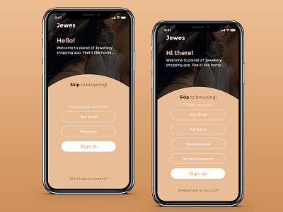 Jewellery Sign in/Sign up Design