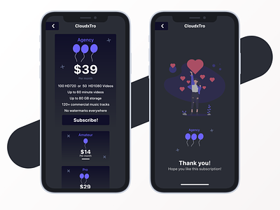 Subscription/Thank you Screen app design dribbble ios iphone mobileapps price pricing subscription subscription plans ui ui ux uidesign uiuxdesign ux