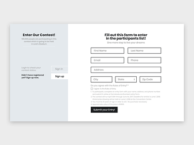 Sign up Page/Form for Contest account creation dailyui design dribbble form landing page sign up sign up form sign up page ui ui ux uidesign uiuxdesign ux web