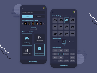 Barber Shop App app barber barber shop barbershop client customer service design dribbble female hair salon haircut hairstyle ios iphone mobileapps ui ui ux uidesign uiuxdesign user
