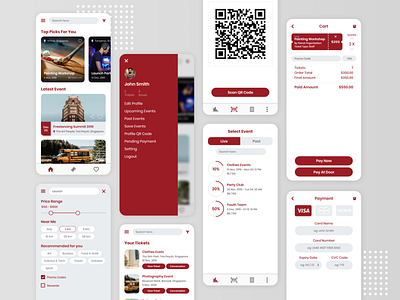 Events Ticket Booking App app barcode booking dashboard ui design dribbble event event app ios mobileapps payment method qr code ticket app ticket booking ui ui ux uidesign uiuxdesign ux