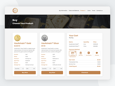 Buy Product (Digital Gold and Silver) buy cart checkout design digital assets digital money dribbble ecommerce design gold landing page payment method sell silver ui ui ux uidesign uiuxdesign website design