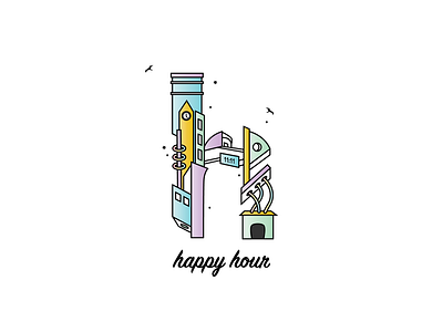 Happy Hour 2d 36dayoftype 3d abstract art artwork colors digital artist icon illustration illustrator letter h logo typogaphy ui vector weirdart