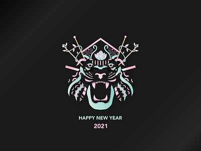 Happy New Year: 2021 2020 2021 2d 3d abstract abstract design colors digital artist flagship graphic design happy new year illustration lion lotus flower moon sail strength tribal ui vector
