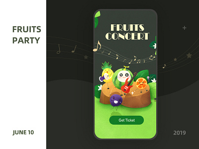 fruits party app design illustration ui ux