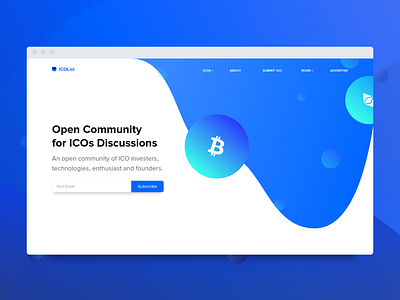 Concept ICO Discussion Landing Page Design app branding design designer icon illustration interface landing layout logo page typography ui uidesign ux vector web webdesign website