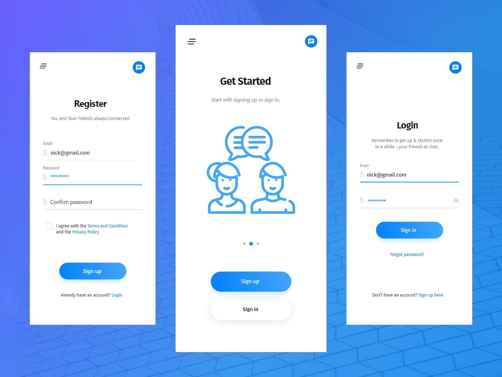 Chat App Concept Login And Sign Up Screen Design By Sunweb On Dribbble