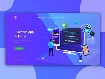 Business App Service Page Illustration Design app branding design designer icon illustration interface landing layout logo page typography ui uidesign ux vector web webdesign website