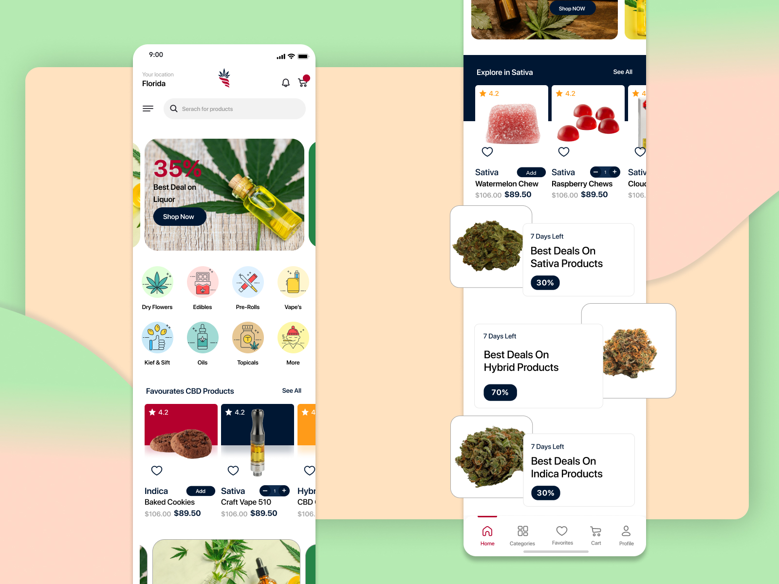 Concept UI/UX Design for Cannabis App by Sunweb on Dribbble