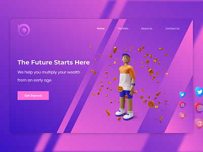 Concept Page For Young Investors 3d animation app branding design gradients graphic design icon illustration interafce landing page layout logo mobile typography ui ux vector web website website design