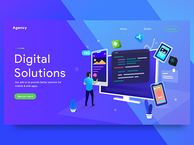 Concept UI/UX Design for Digital Solution Agency. animation app brand branding design flat icon illustration lettering logo minimal mobile type typography ui ux vector web website