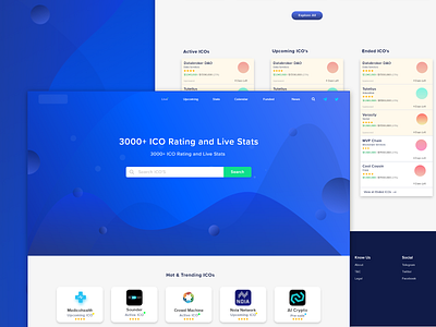 UI/UX Design for ICO Rating Website Complete View animation app brand branding design flat icon illustration lettering logo minimal mobile type typography ui ux vector web website