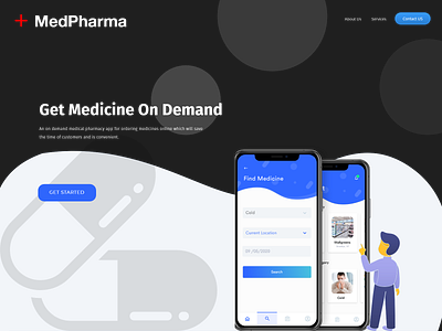 UI/UX Design Concept for Medical Pharmacy App Webpage animation app brand branding design flat icon illustration lettering logo minimal mobile type typography ui ux vector web website