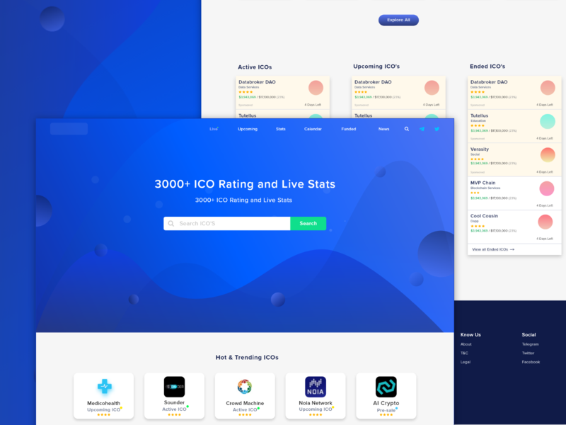 UI/UX Design for ICO Rating Website Concept app branding design designer icon illustration interface landing page layout logo typography ui uidesign ux vector web webdesign website