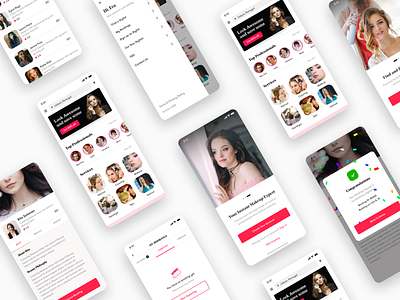 Mobile App Screens for Beauty Stylist On-Demand app beauty beauty product beauty salon branding design designer icon illustration interface landing page layout logo typography ui uidesign ux vector website