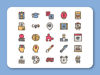 School Icon Set class design dribbble education icon iconpack iconset illustration school