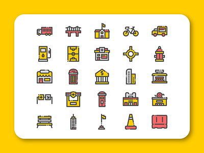 City Element Icon Set building city cityscape dribbble element icon iconpack iconset illustration