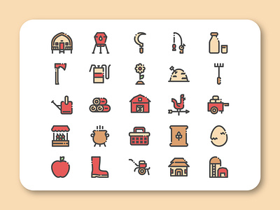 Village Icon Set culture design dribbble farm icon iconpack iconset illustration nature village