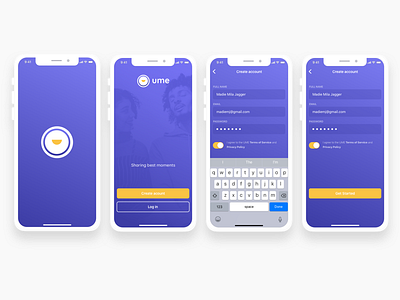 Rent a friend App - Ume | Sign Up page app app design challenge dailyui dailyuichallenge gradient ios logo mobile sign up sketch ui ux